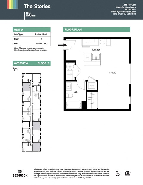 Floor plan for studio, 1 bath, 494 sqft